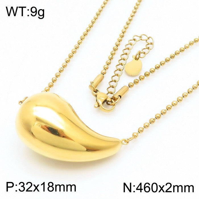 Wholesale Fashion High-end Design Chubby Water Drop Earrings Stainless Steel Hollow Necklace Temperament All-match Set
